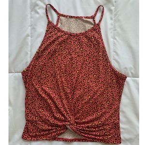 Pink and brown leopard print tank